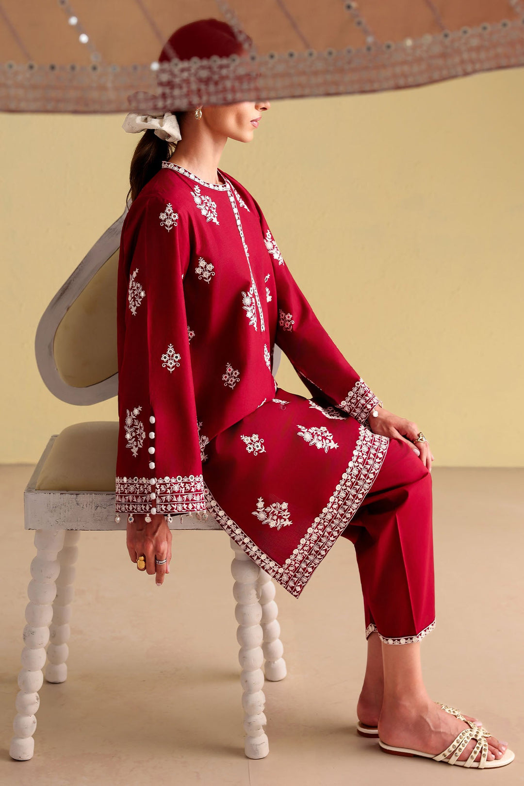 Cross Stitch - Royal Garnet Printed Lawn Unstitch Suit For Women - 3 Piece