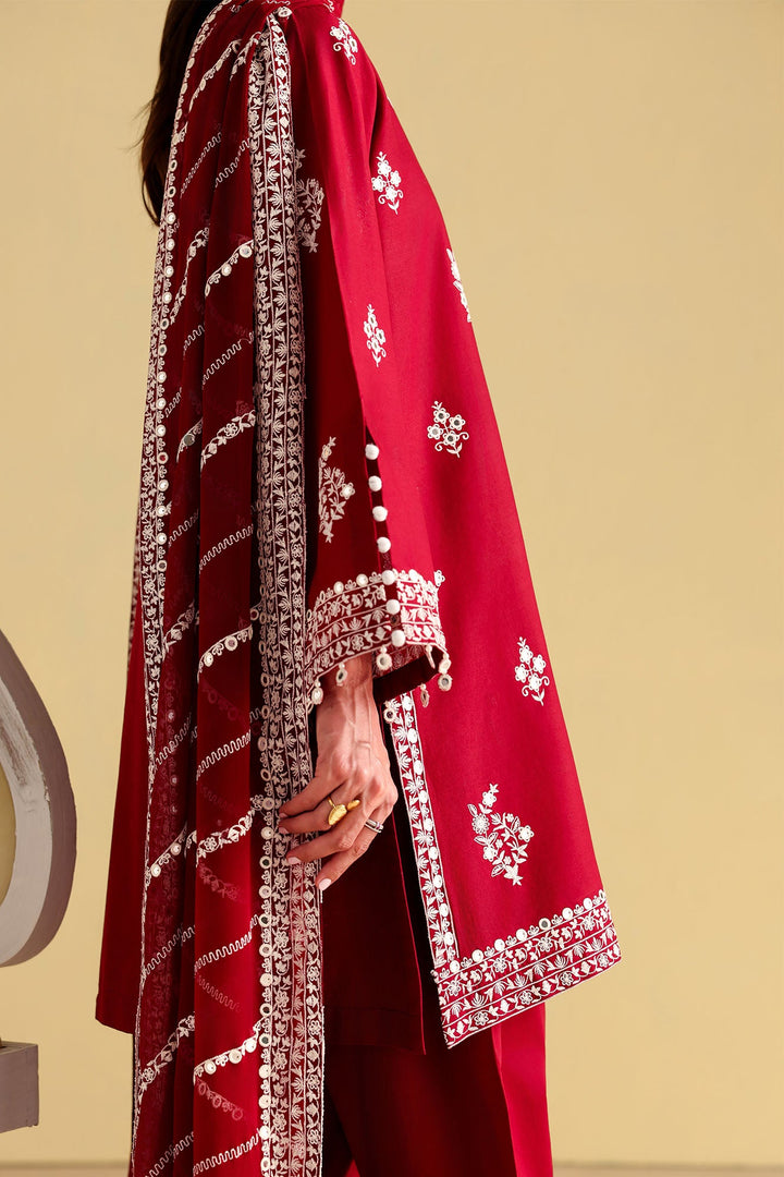 Cross Stitch - Royal Garnet Printed Lawn Unstitch Suit For Women - 3 Piece