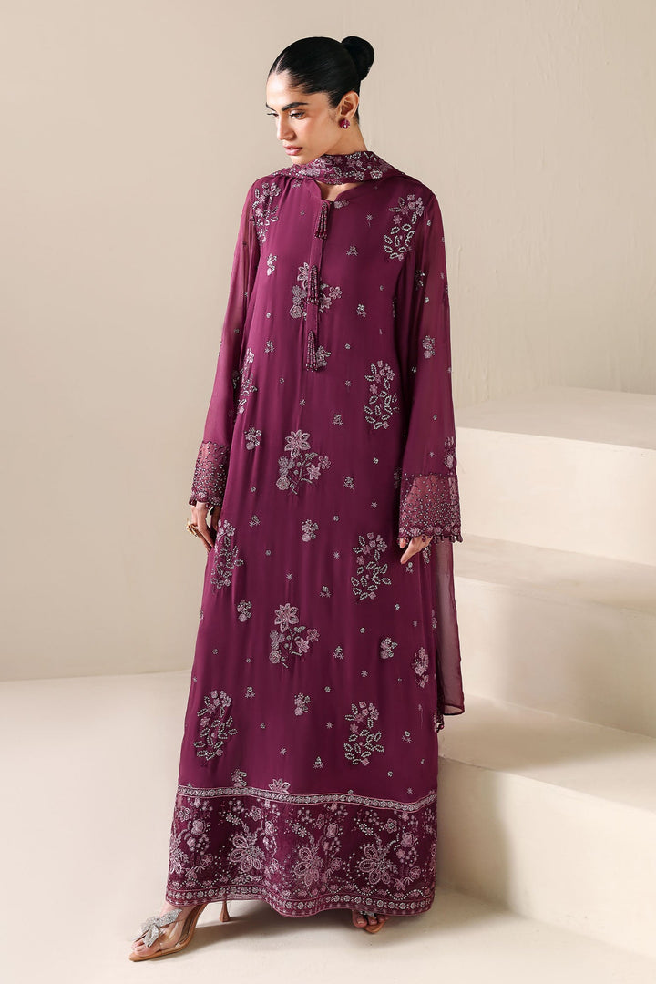 Cross Stitch - Ruby Garnet Chiffon Suit For Women - 4 Piece
