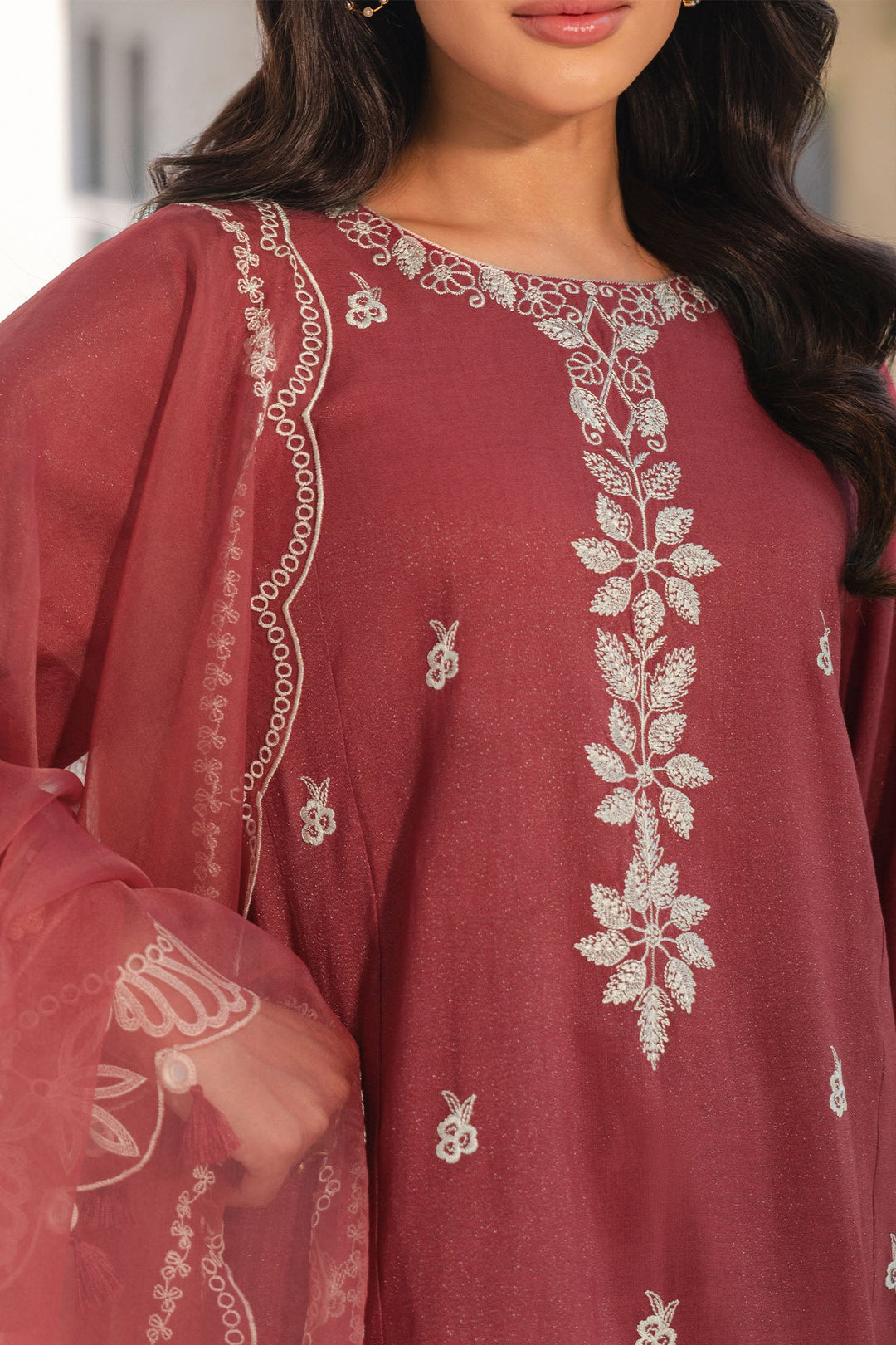 Cross Stitch - Rust Ember Net Suit For Women - Red - 2 Piece