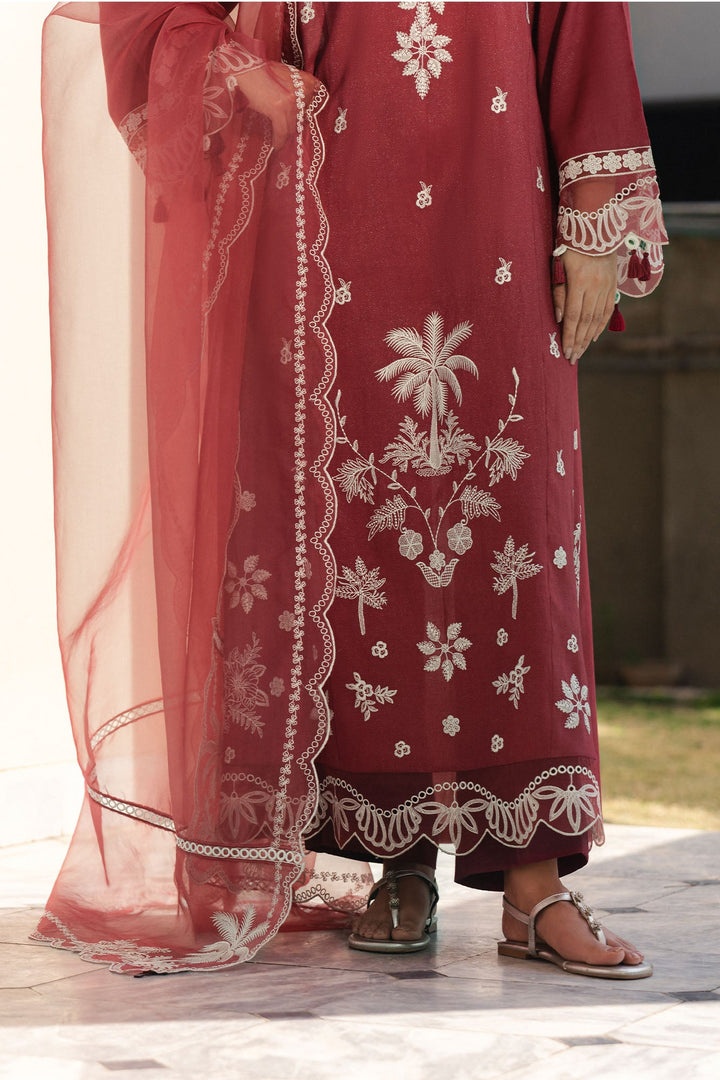 Cross Stitch - Rust Ember Net Suit For Women - Red - 2 Piece