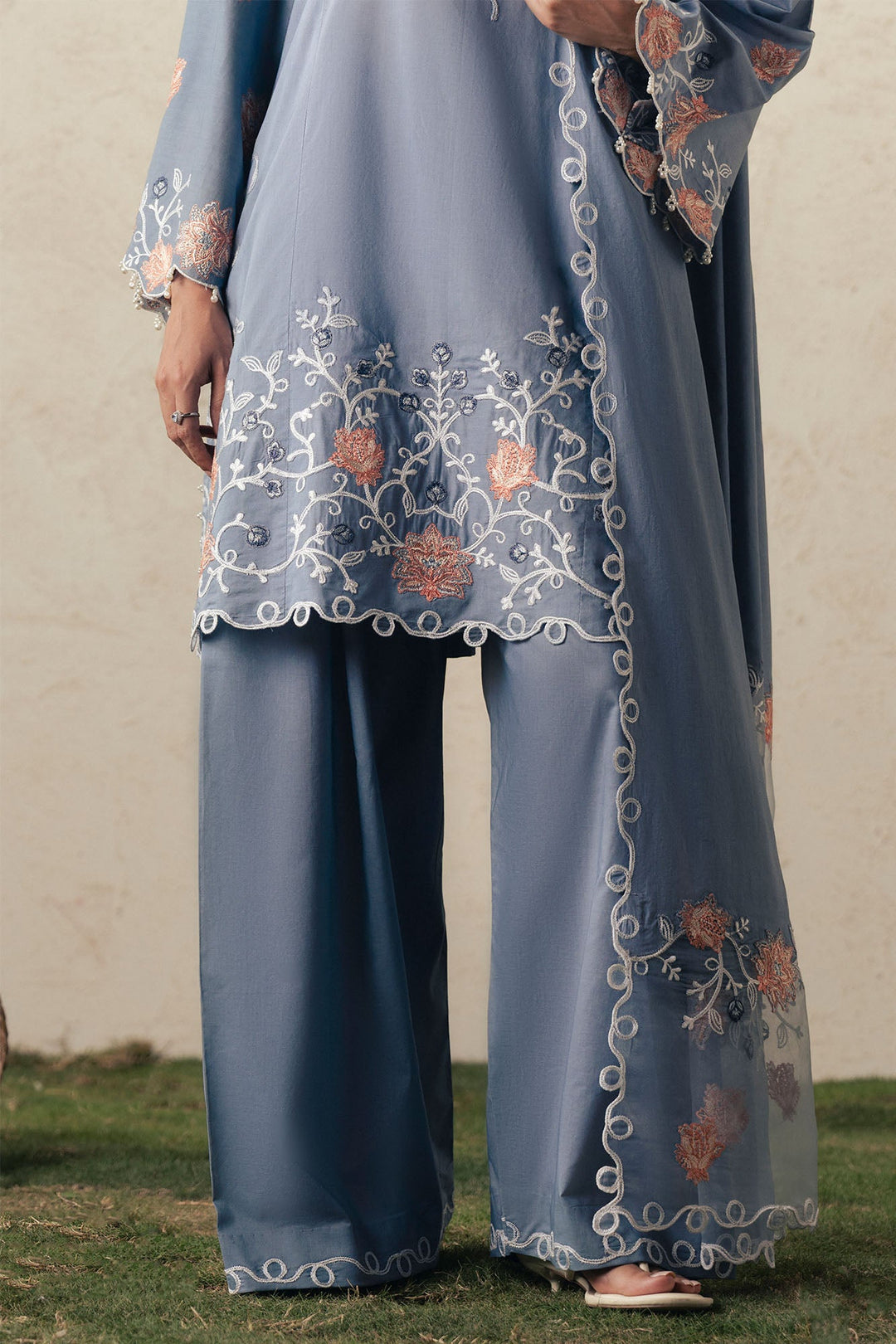 Cross Stitch SAFRON SKY Unstitched Blue 3 Piece