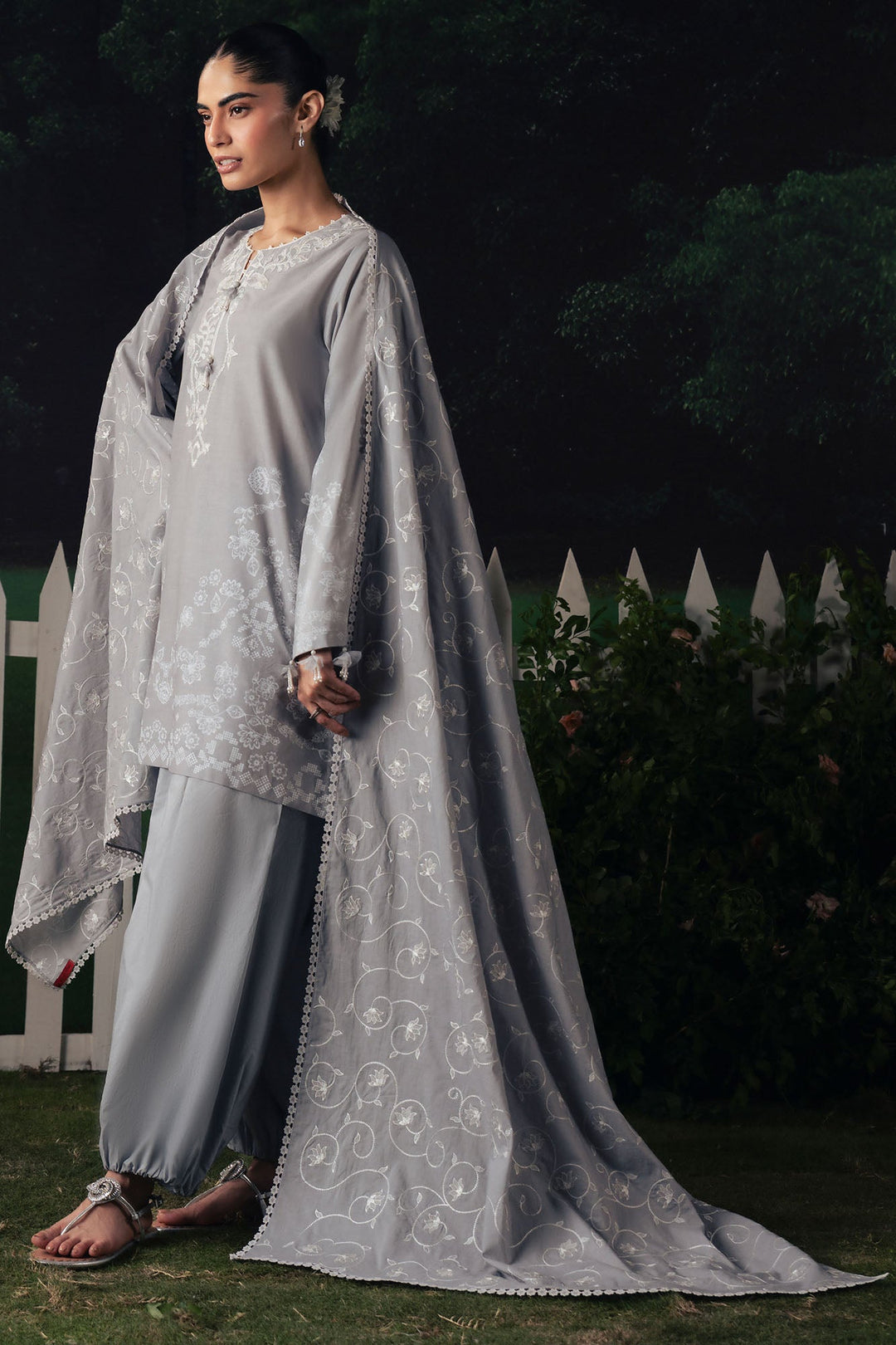 Cross Stitch SELENE GLOW Unstitched Grey 3 Piece