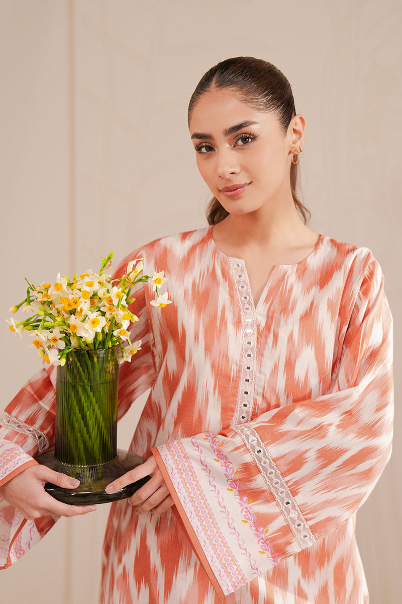 Cross Stitch - Saffron Fade Digital Print Lawn Unstitch Suit For Women - 2 Piece