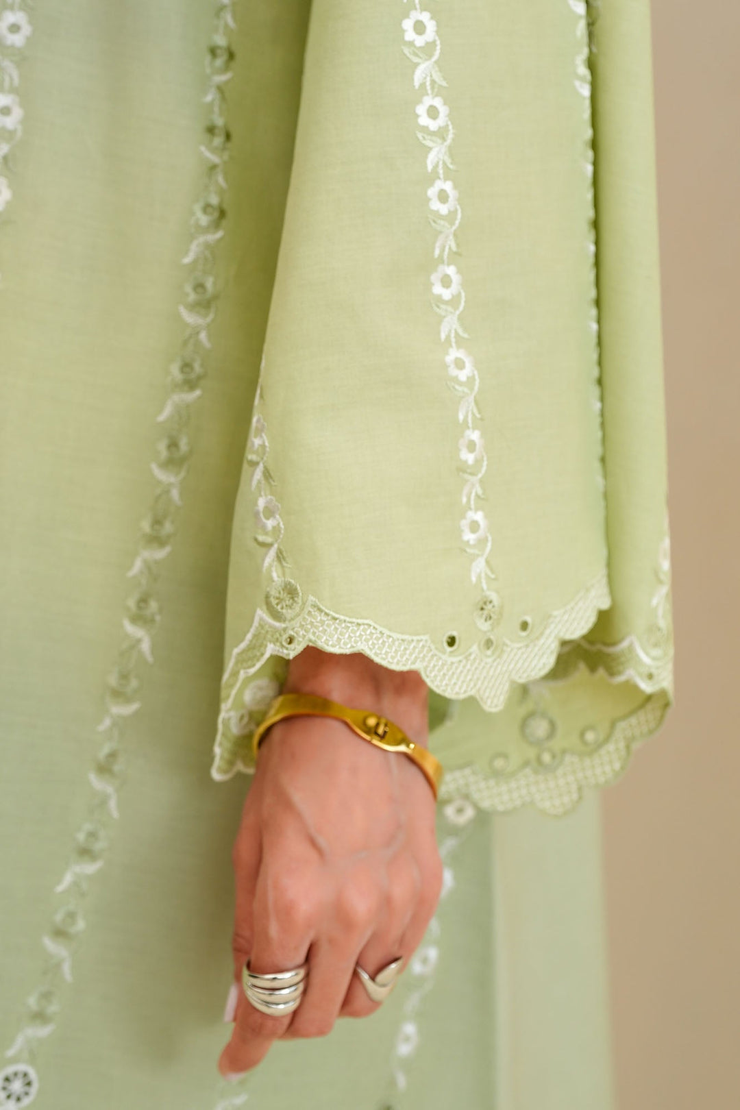 Cross Stitch - Sage Silk Chikankari Lawn Unstitch Suit For Women - 3 Piece