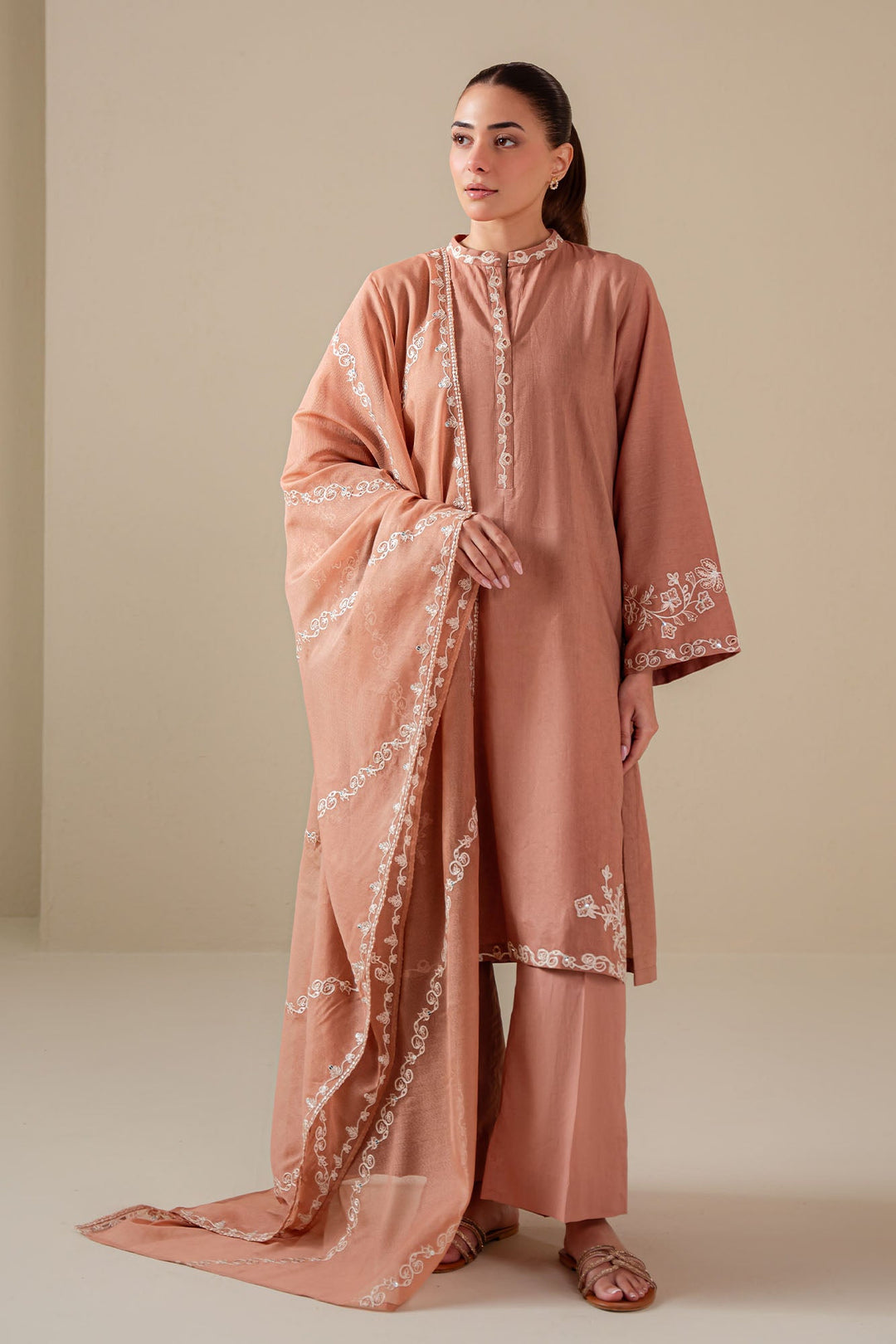 Cross Stitch - Sand Clay Lawn Suit For Women - Peach - 2 Piece