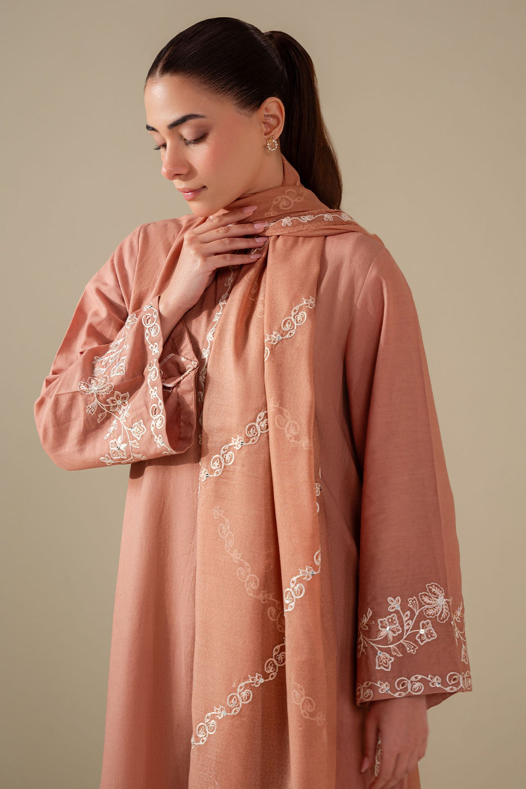 Cross Stitch - Sand Clay Lawn Suit For Women - Peach - 2 Piece