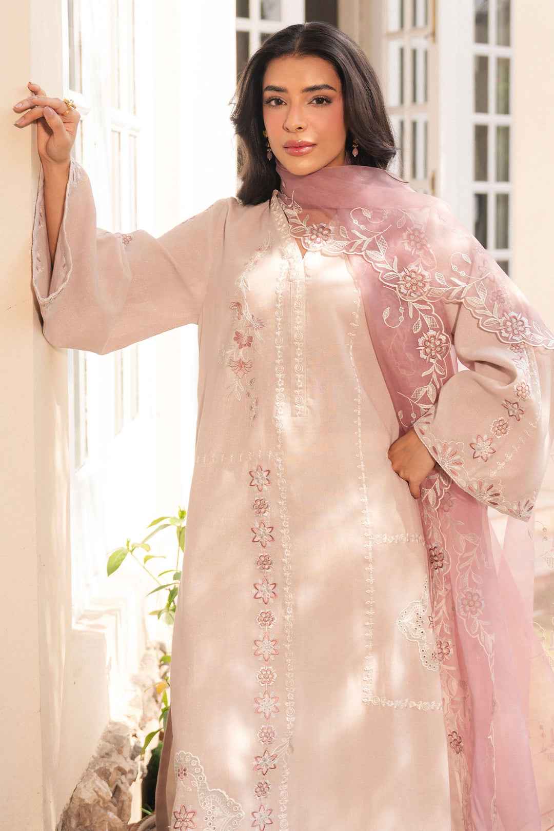 Cross Stitch - Sandloom Glow Net Suit For Women - Beige - 2 Piece
