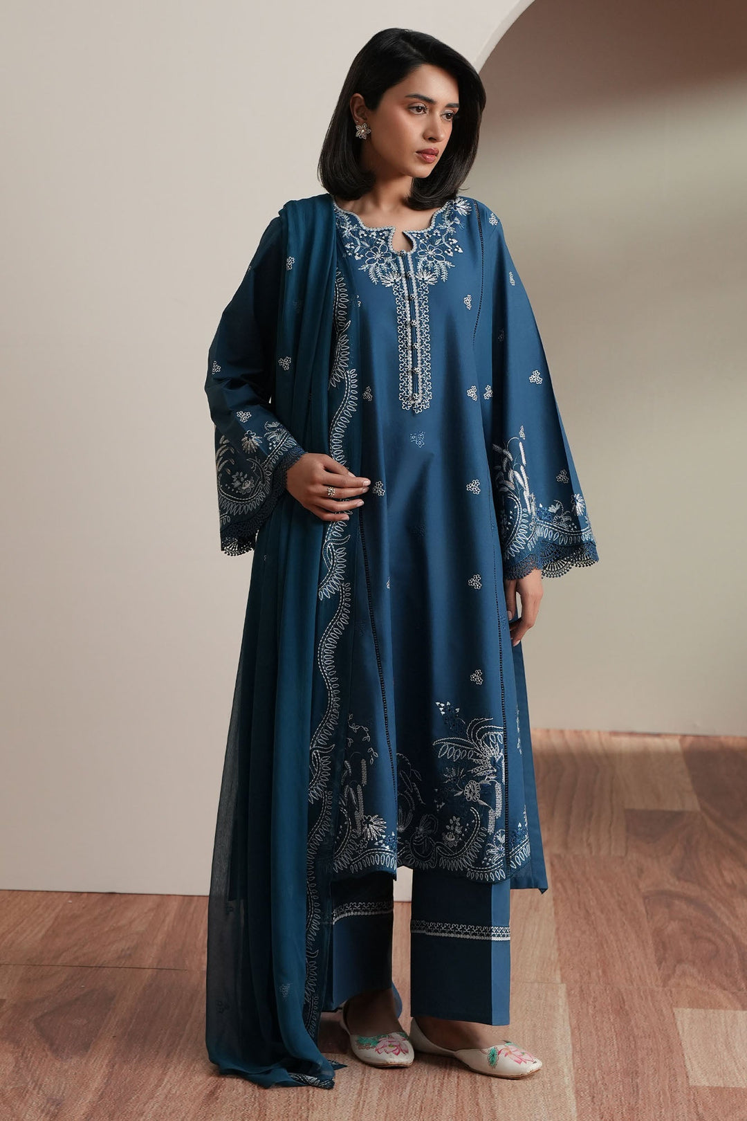 Cross Stitch - Sapphire Garden Embroidered Lawn Unstitch Suit For Women - 3 Piece