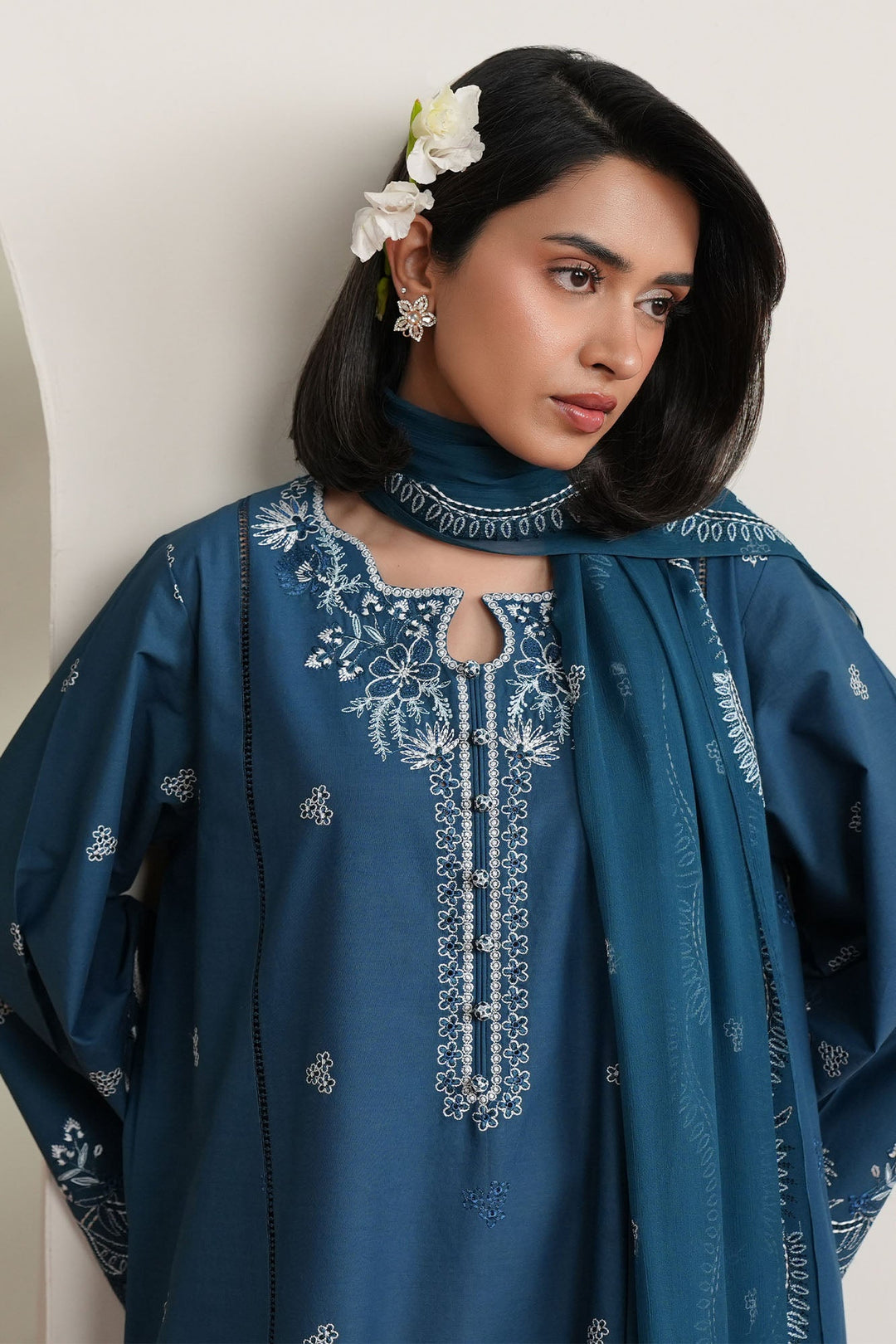 Cross Stitch - Sapphire Garden Embroidered Lawn Unstitch Suit For Women - 3 Piece