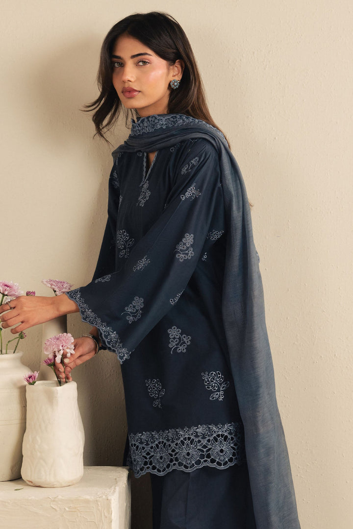 Cross Stitch - Sapphire Grace Cambric Suit For Women - Blue - 3 Piece
