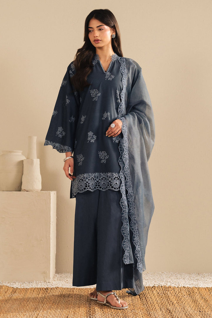 Cross Stitch - Sapphire Grace Cambric Suit For Women - Blue - 3 Piece