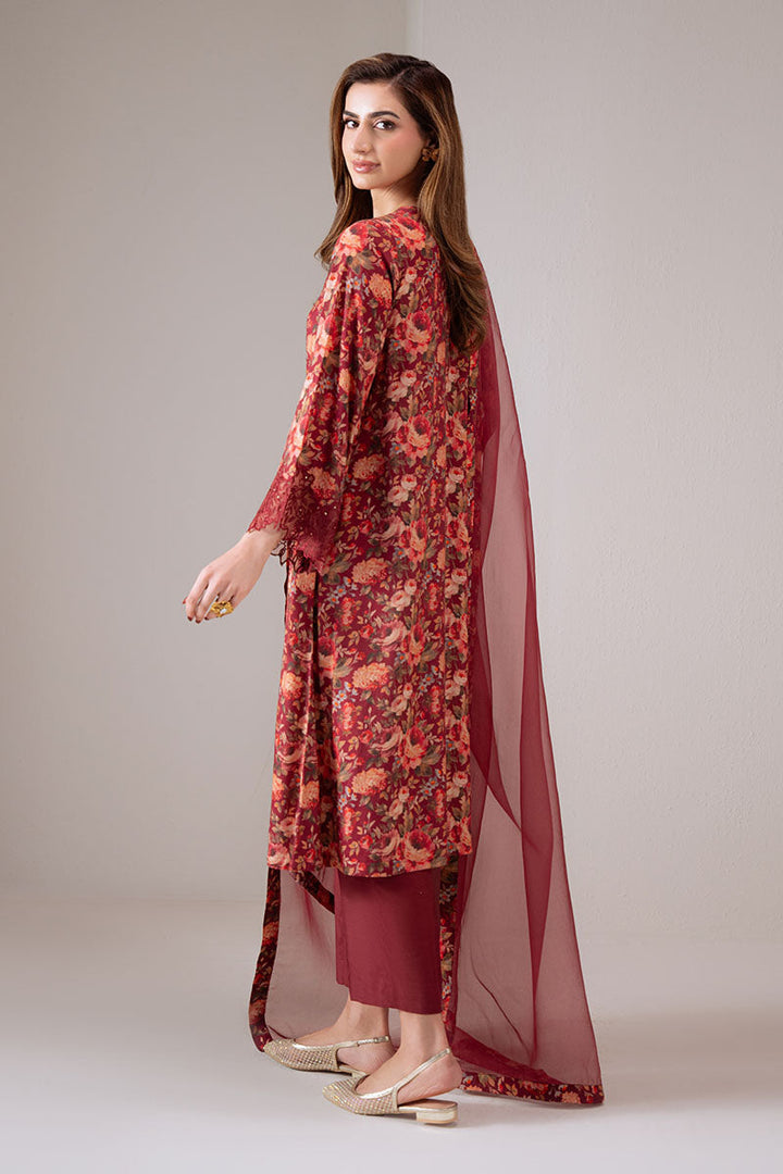 Cross Stitch - Scarlet Sunset Silk Suit For Women - Red - 2 Piece