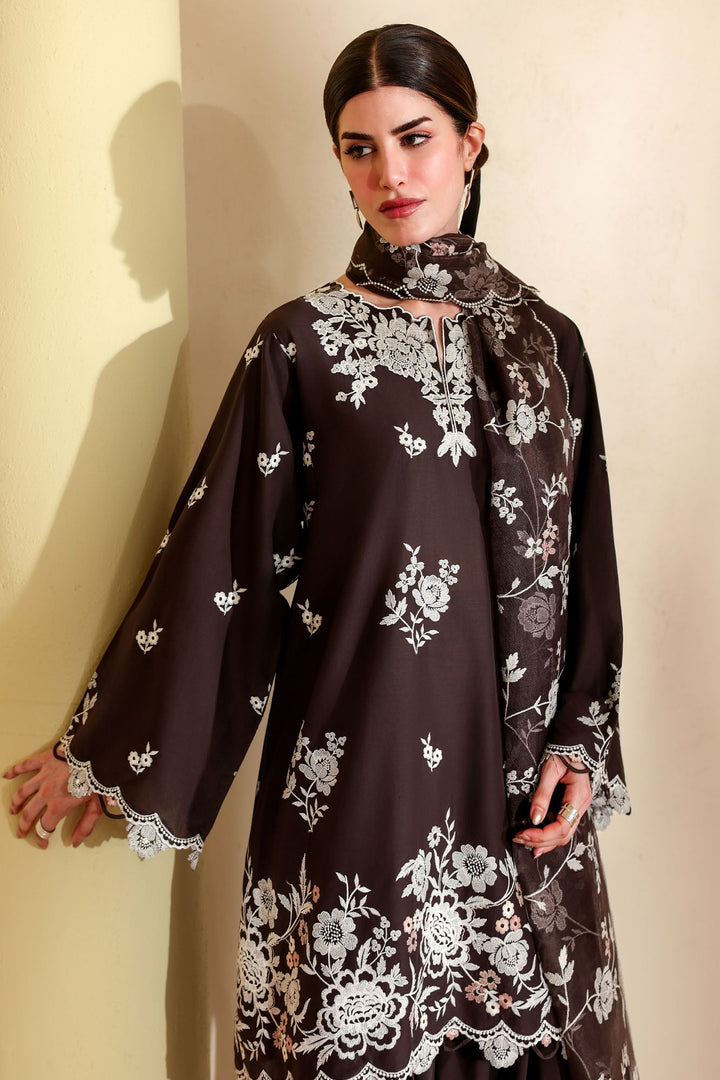 Cross Stitch - Sepia Dark Printed Lawn Unstitch Suit For Women - 3 Piece