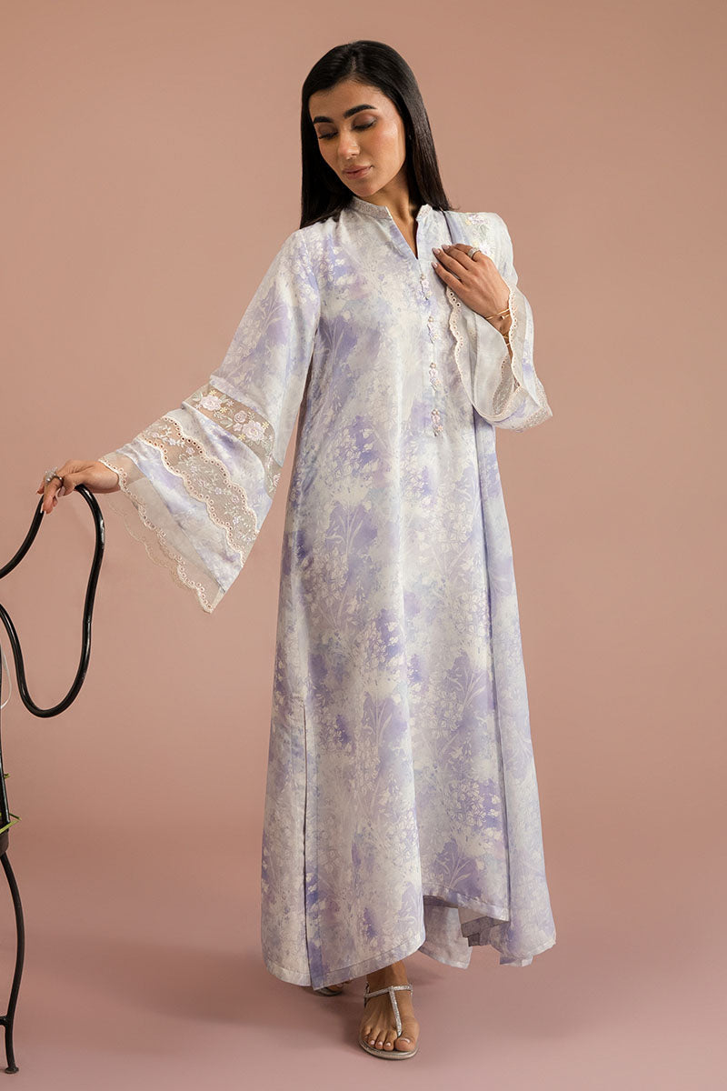 Cross Stitch - Shadow Bloom Silk Suit For Women - Purple - 2 Piece