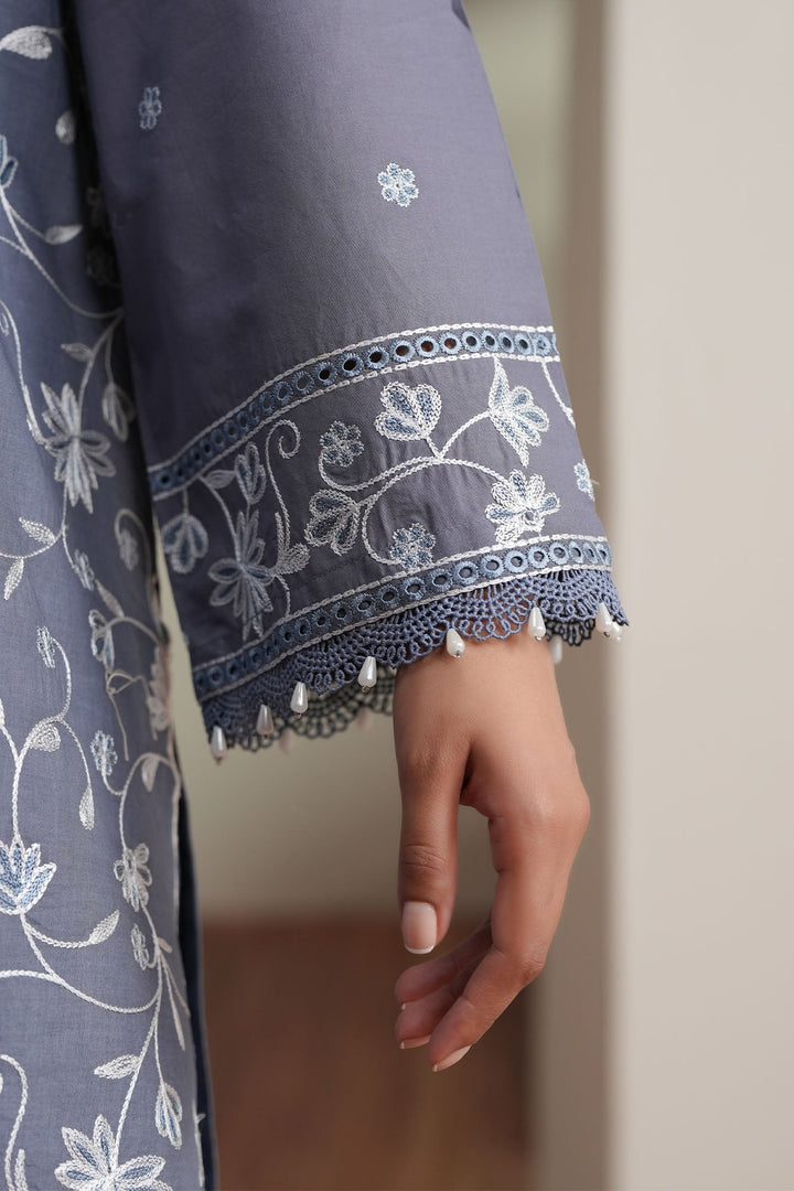 Cross Stitch - Slate Petals  Embroidered Lawn Unstitch Suit For Women - 3 Piece
