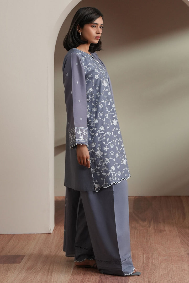 Cross Stitch - Slate Petals  Embroidered Lawn Unstitch Suit For Women - 3 Piece