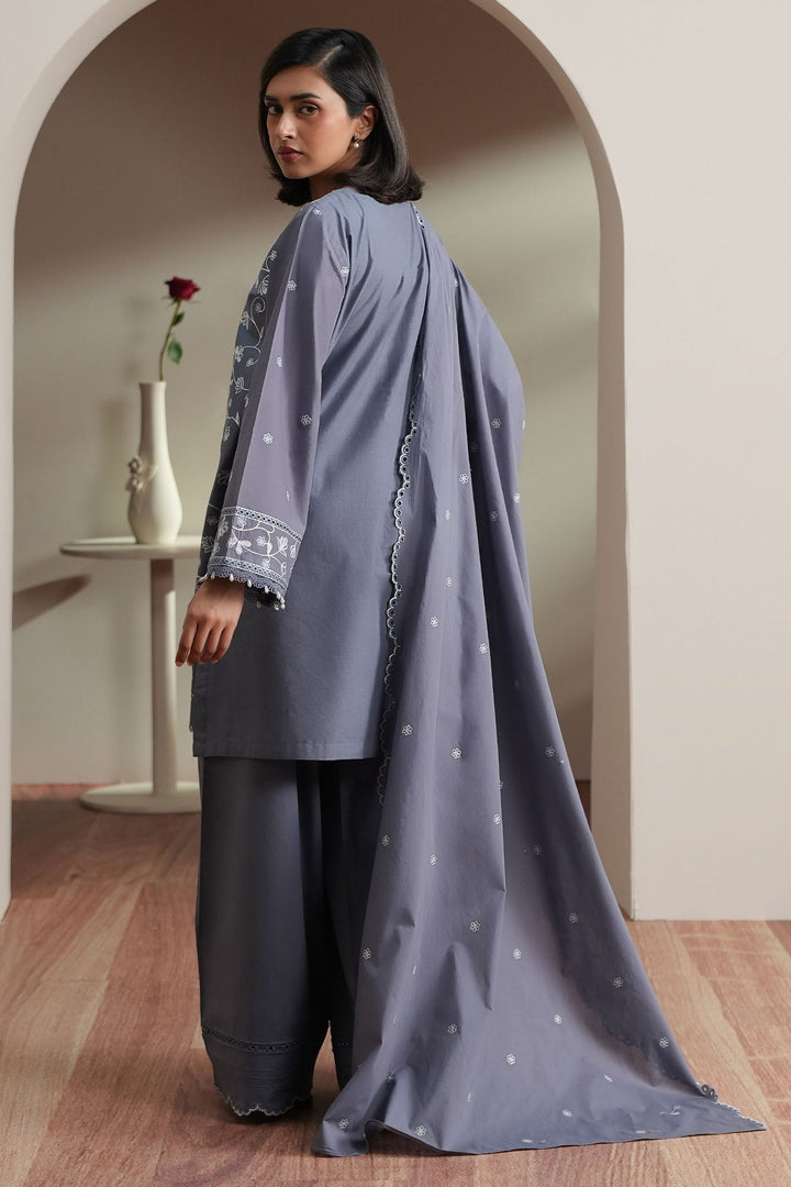 Cross Stitch - Slate Petals  Embroidered Lawn Unstitch Suit For Women - 3 Piece