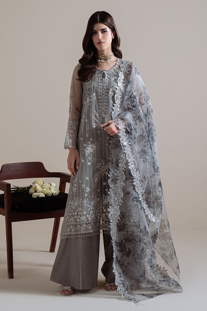 Cross Stitch - Smoky Radiance Grey Unstitch Suit For Women - 4 Piece