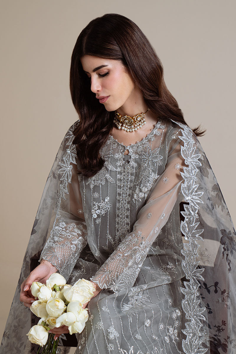 Cross Stitch - Smoky Radiance Grey Unstitch Suit For Women - 4 Piece