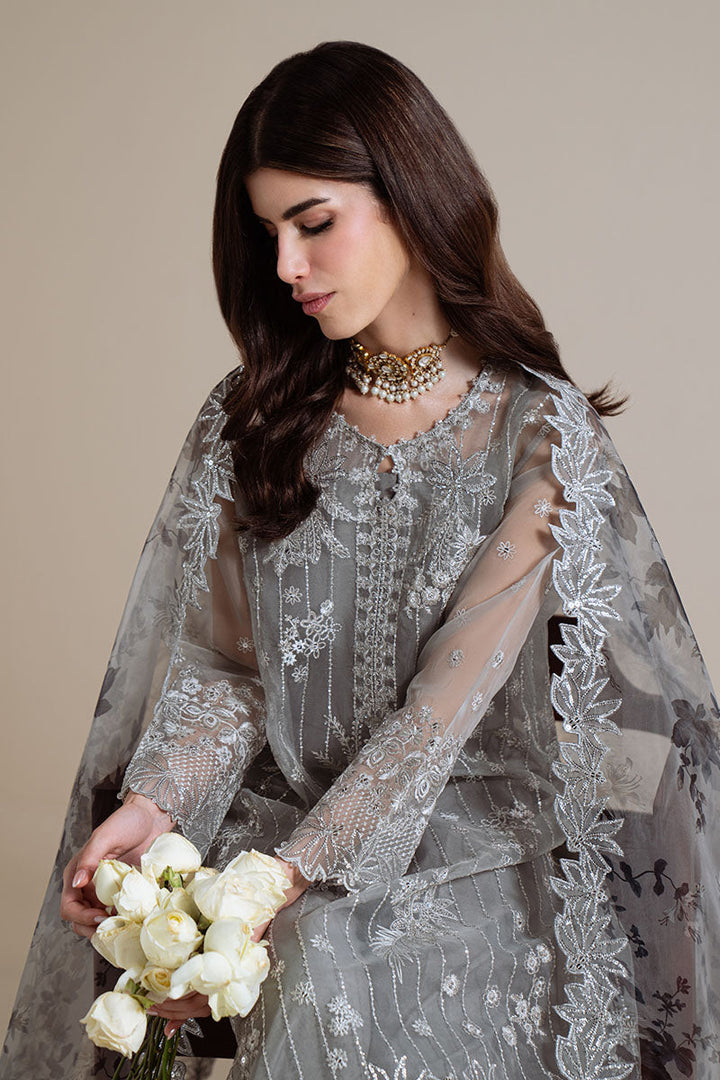 Cross Stitch - Smoky Radiance Grey Unstitch Suit For Women - 4 Piece