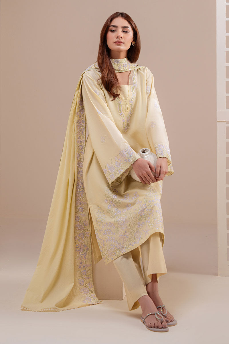 Cross Stitch - Soft Buttercup Lawn Suit For Women - Yellow - 2 Piece