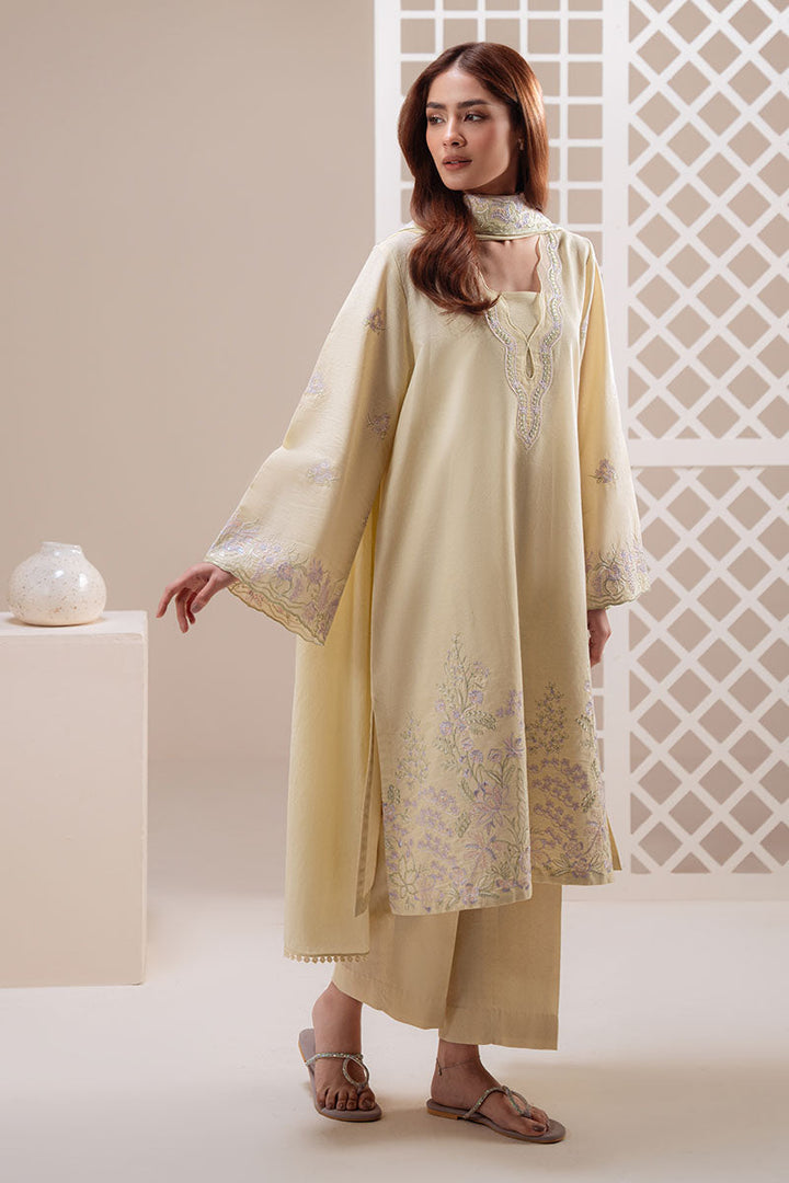 Cross Stitch - Soft Buttercup Lawn Suit For Women - Yellow - 2 Piece