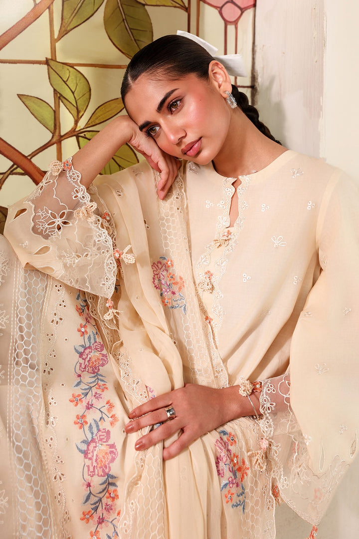 Cross Stitch - Soft Coral Printed Lawn Unstitch Suit For Women - 3 Piece