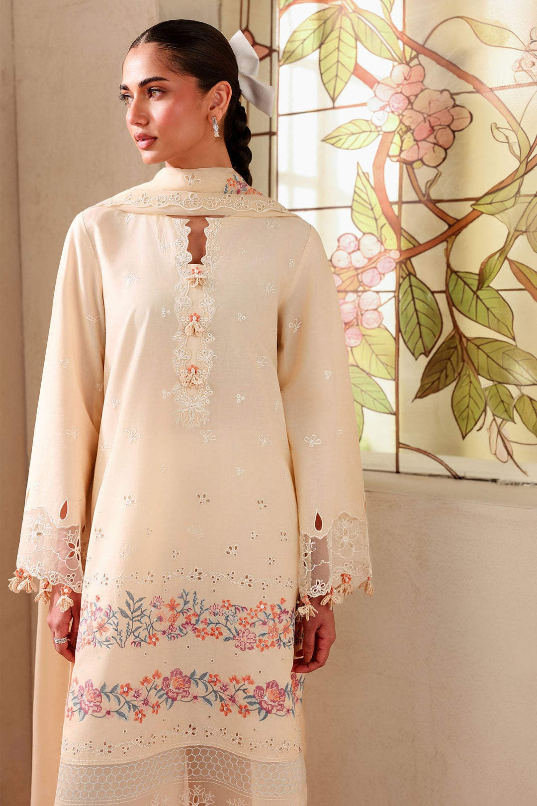 Cross Stitch - Soft Coral Printed Lawn Unstitch Suit For Women - 3 Piece