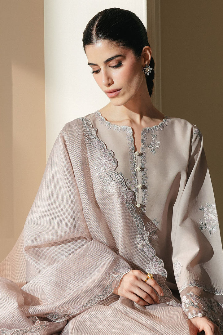 Cross Stitch - Soft Umber Lawn Embroidered Suit For Women - 3 Piece