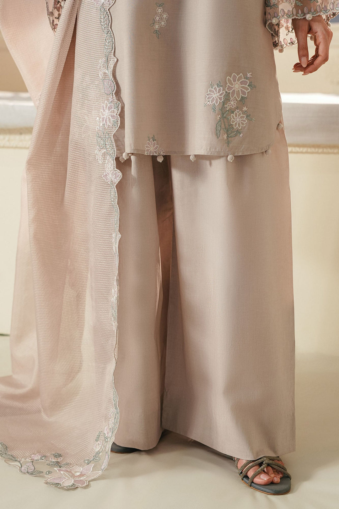 Cross Stitch - Soft Umber Lawn Embroidered Suit For Women - 3 Piece
