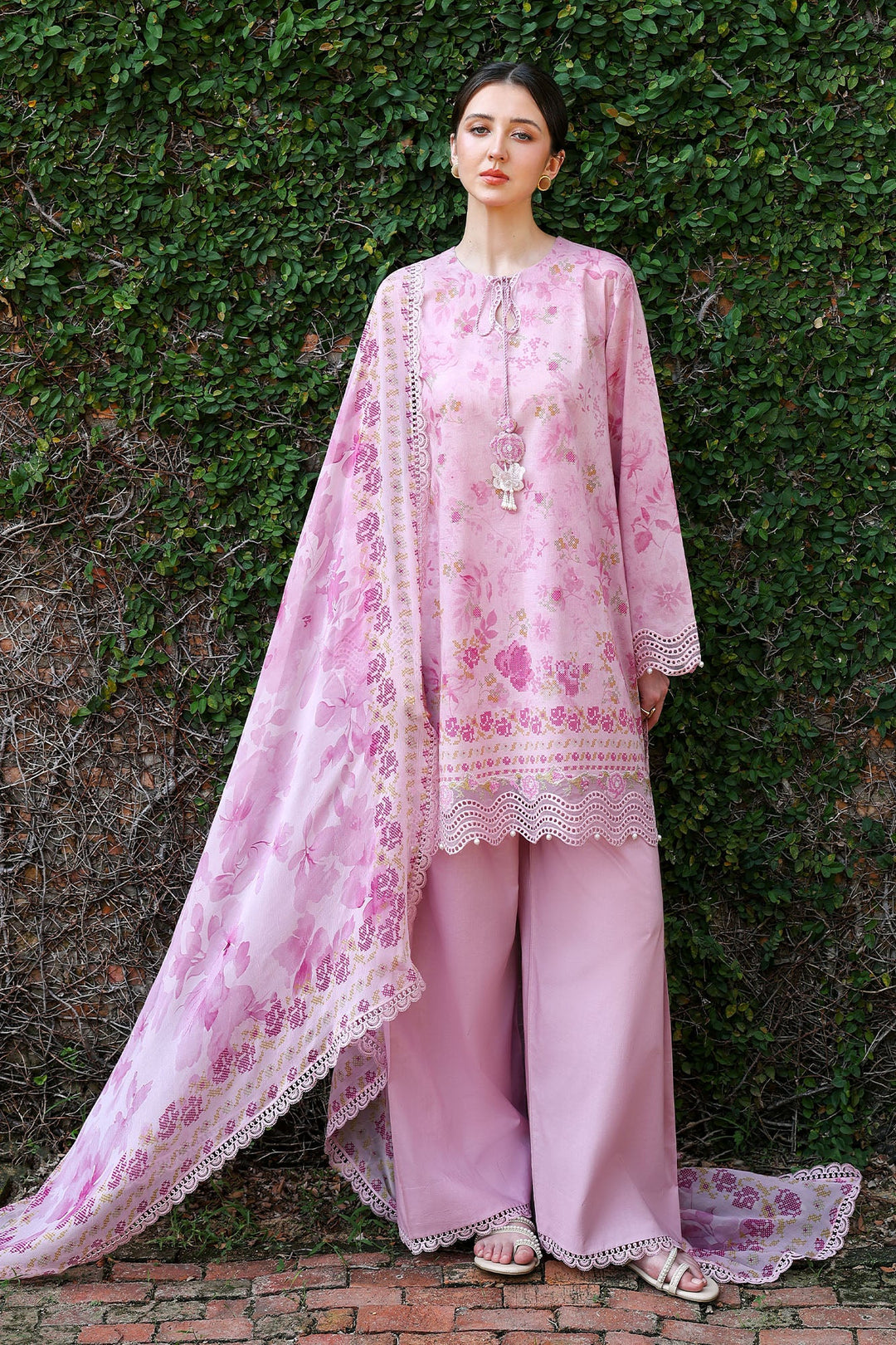 Cross Stitch - Spring Lilac Lawn Unstitch Suit For Women - 3 Piece