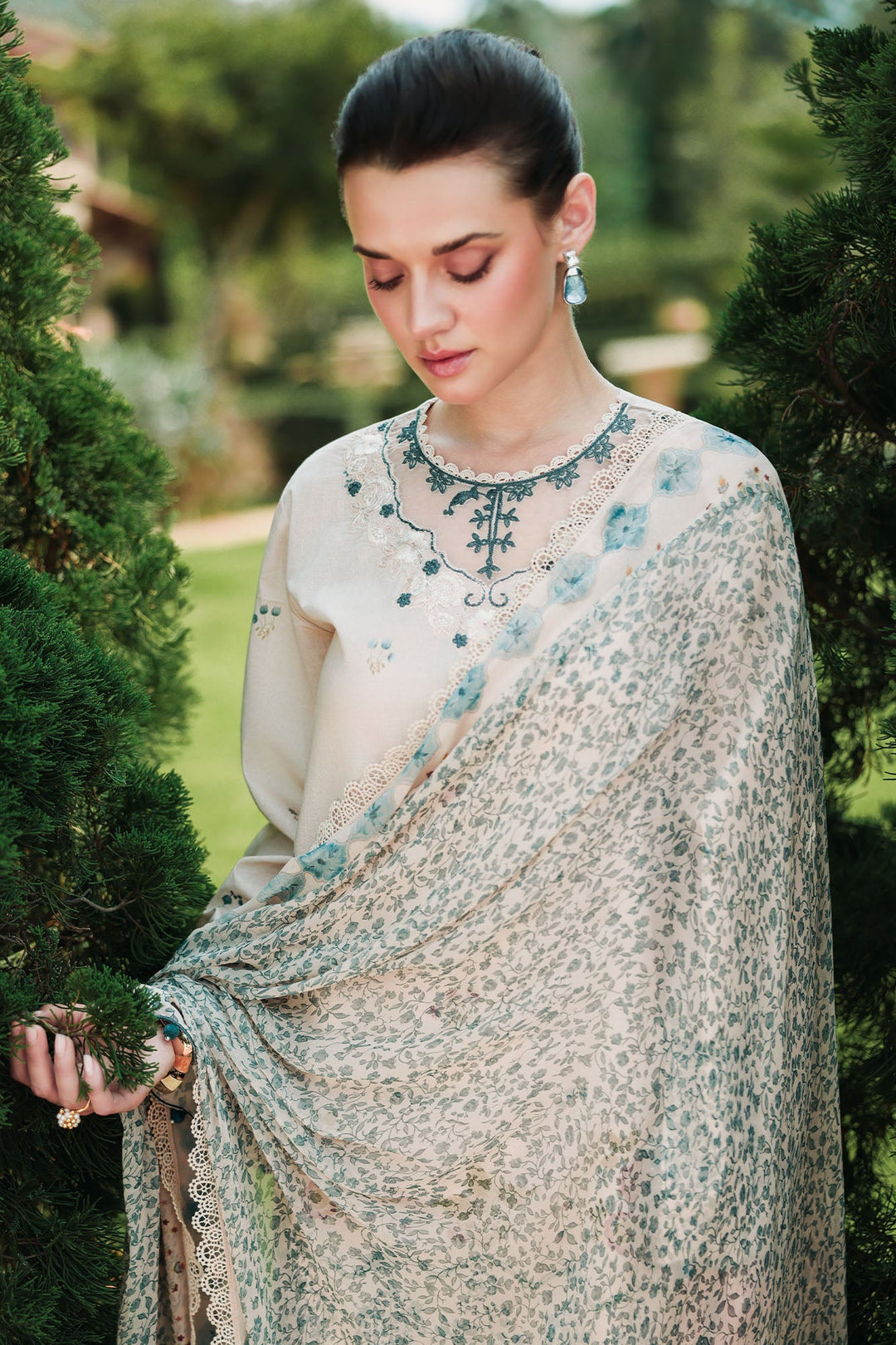 Cross Stitch - Subtle Beige Lawn Unstitch Suit For Women - 3 Piece