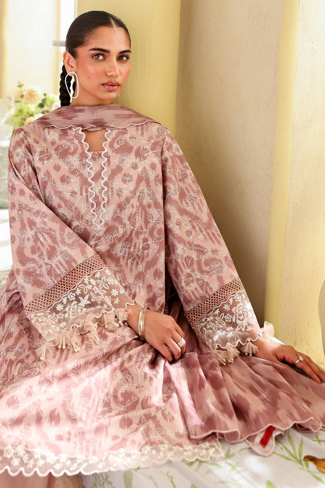Cross Stitch - Subtle Rose Printed Lawn Unstitch Suit For Women - 3 Piece