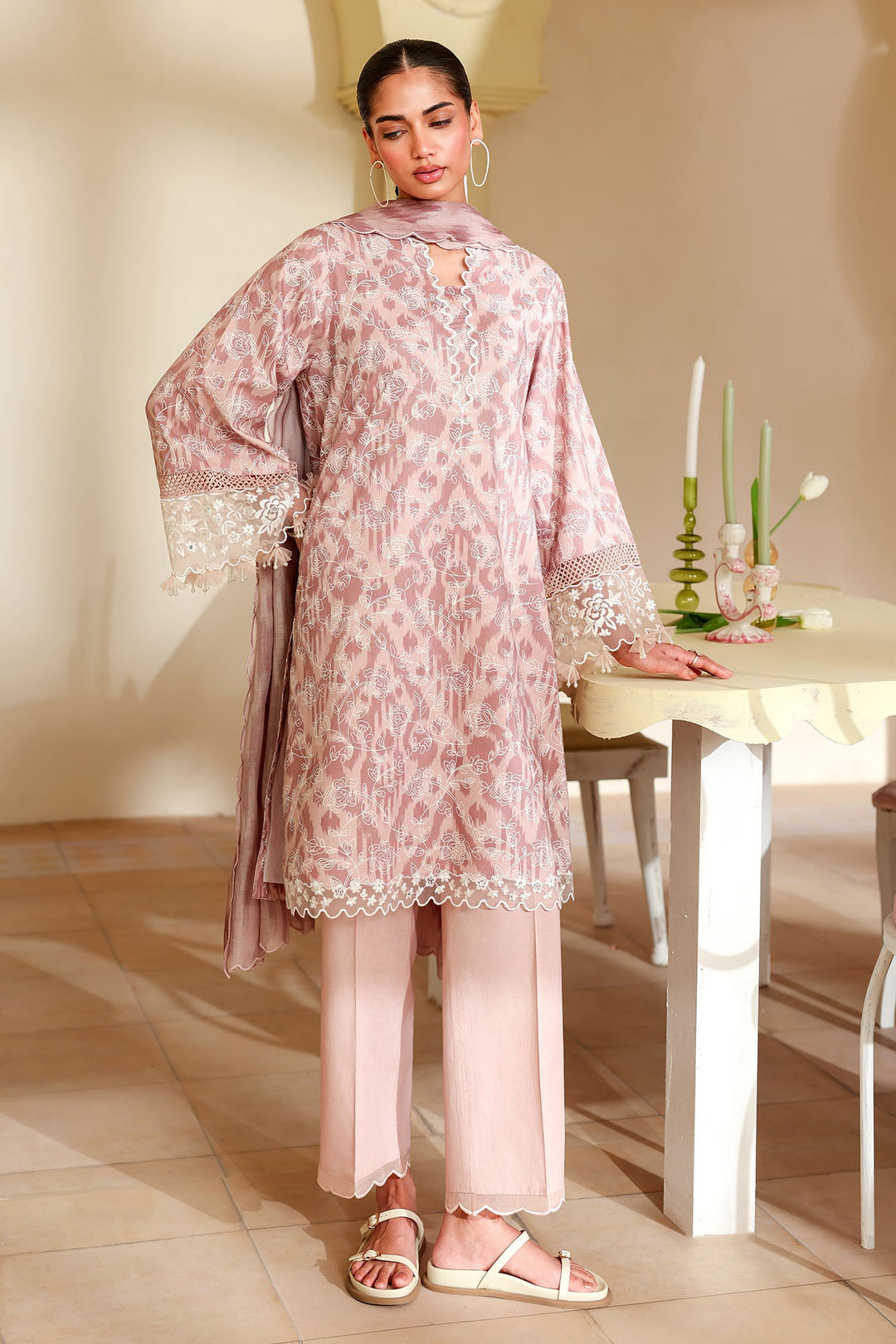 Cross Stitch - Subtle Rose Printed Lawn Unstitch Suit For Women - 3 Piece