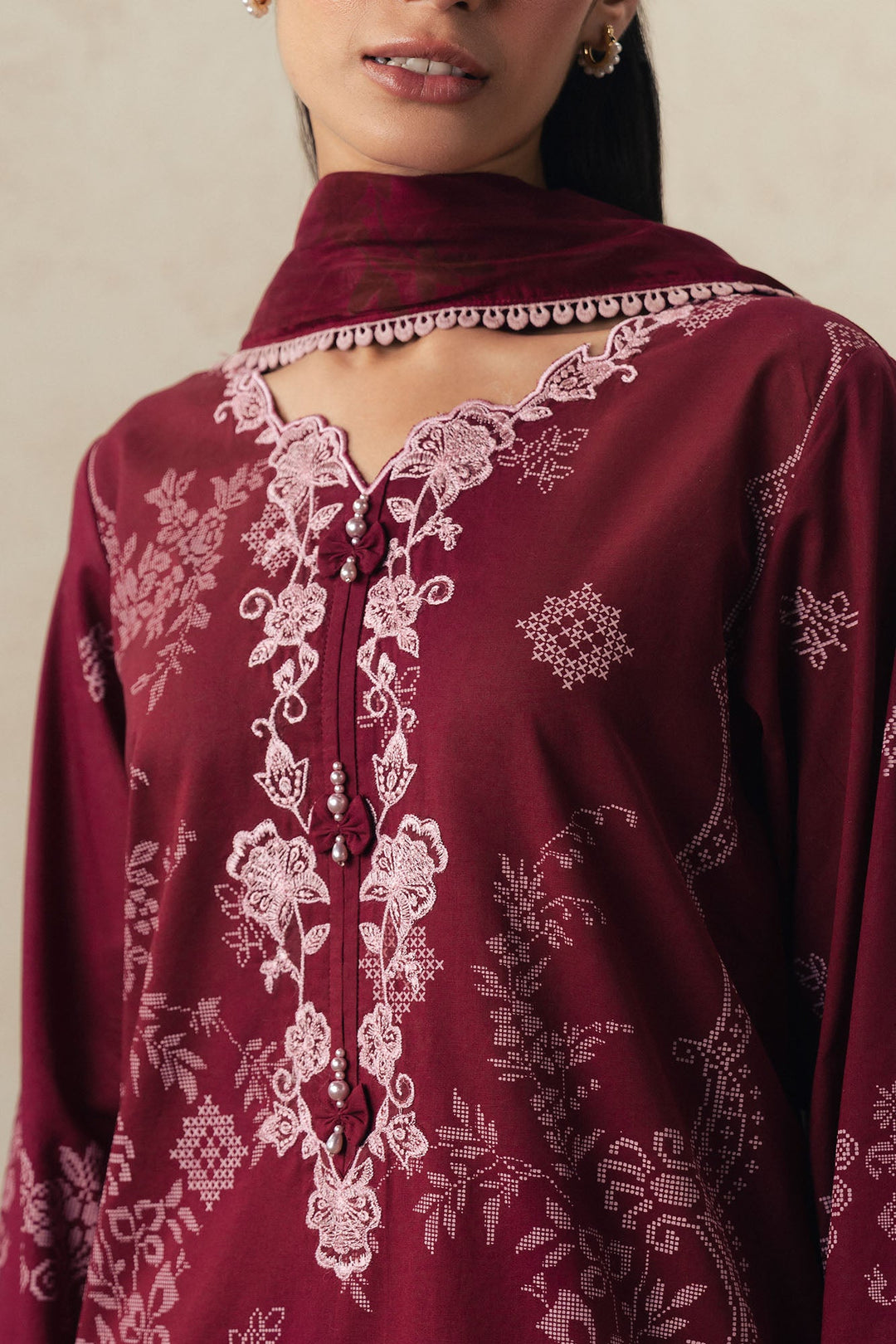 Cross Stitch VELVET WHISPER Unstitched Maroon 3 Piece