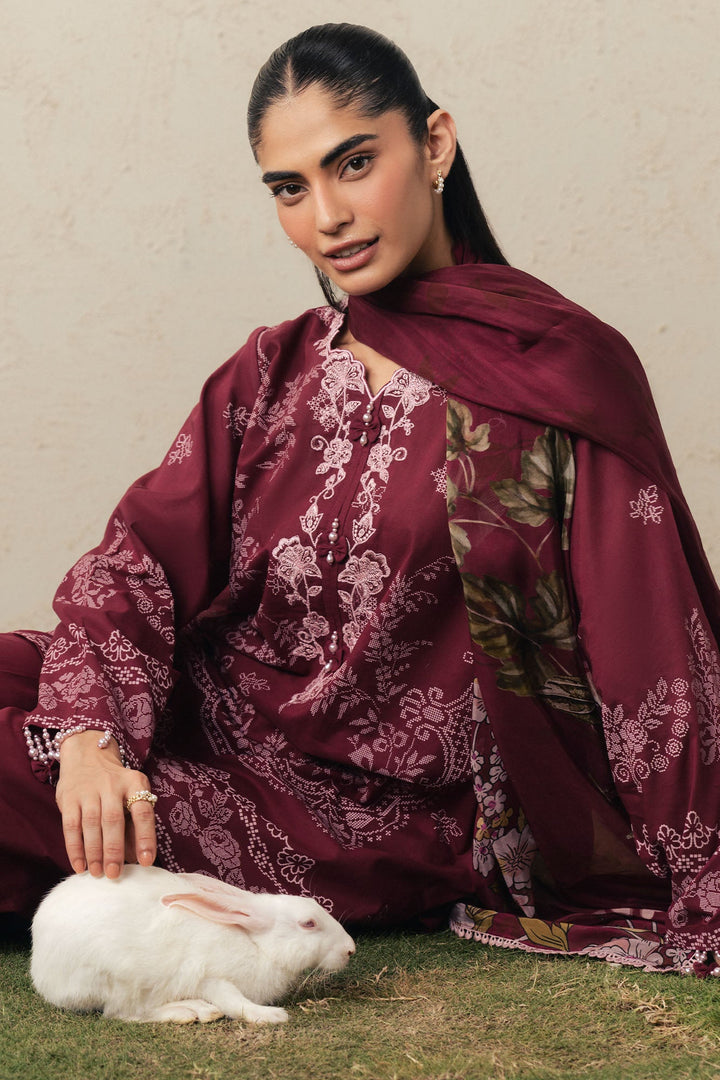 Cross Stitch VELVET WHISPER Unstitched Maroon 3 Piece