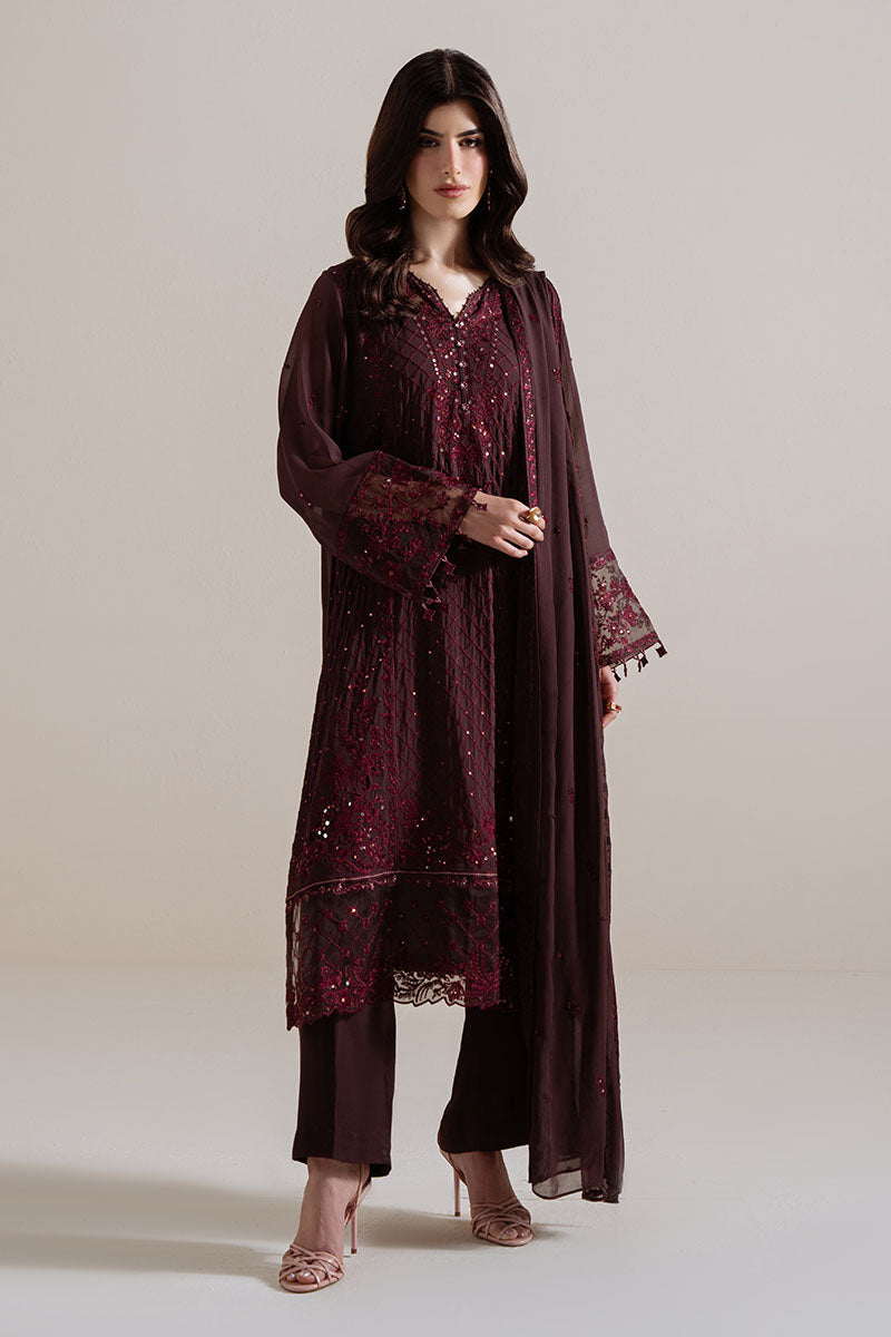 Cross Stitch - Velvet Dusk D Purple Unstitch Suit For Women - 4 Piece