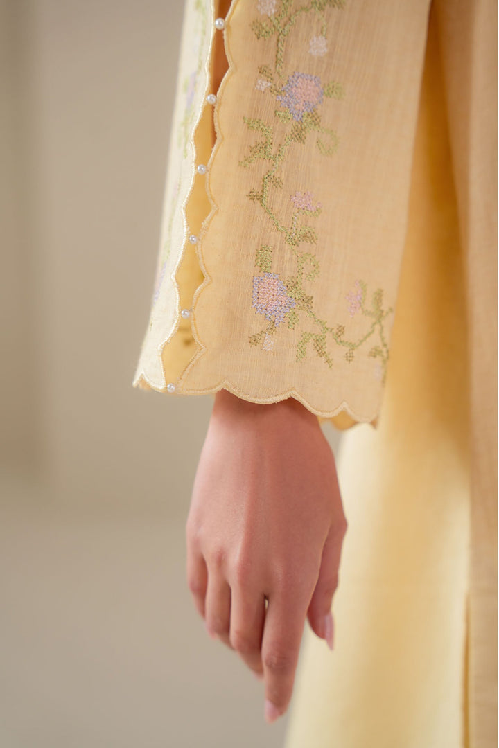 Cross Stitch - Warm Sunshine  Cotton Suit For Women - Yellow - 2 Piece