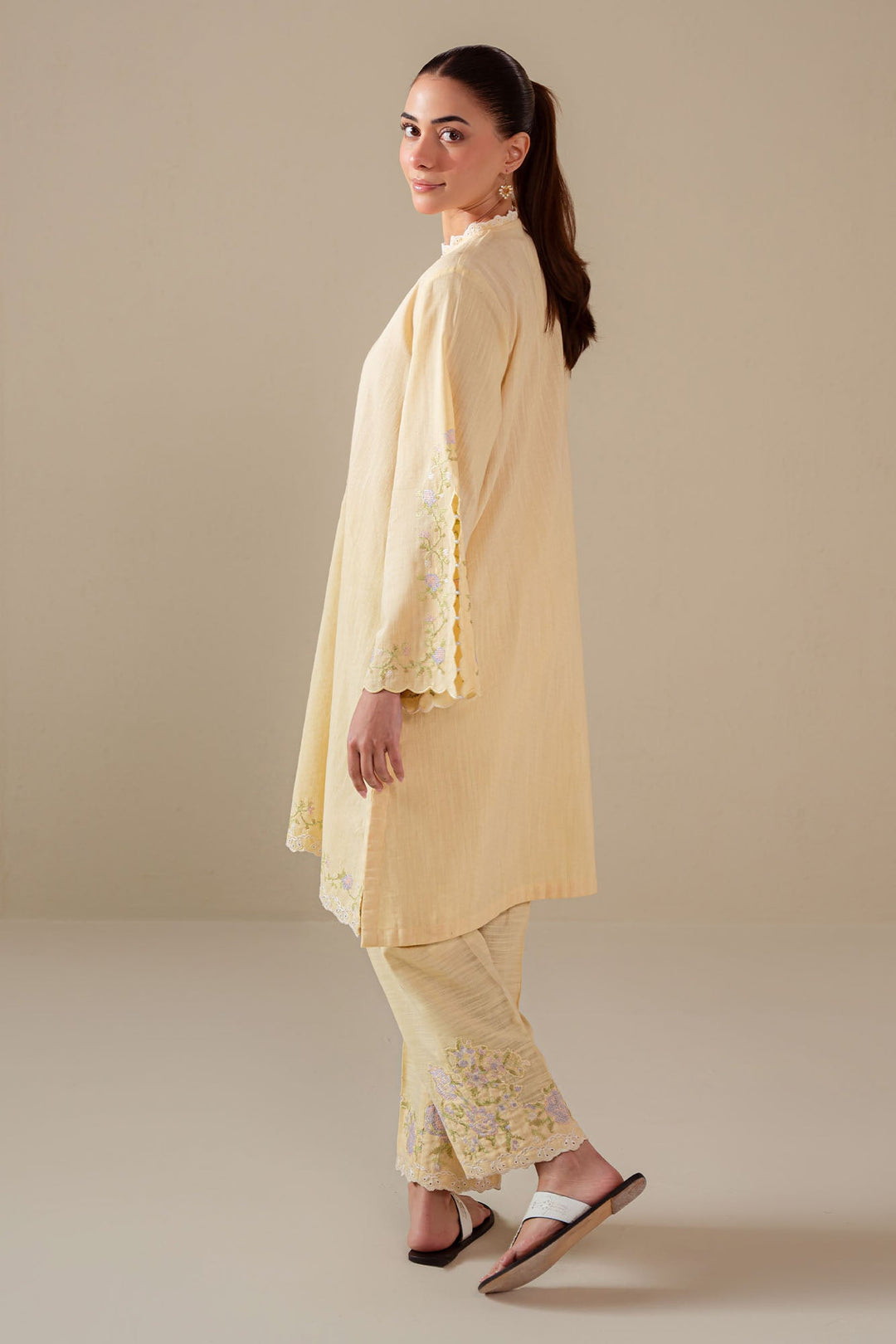 Cross Stitch - Warm Sunshine  Cotton Suit For Women - Yellow - 2 Piece