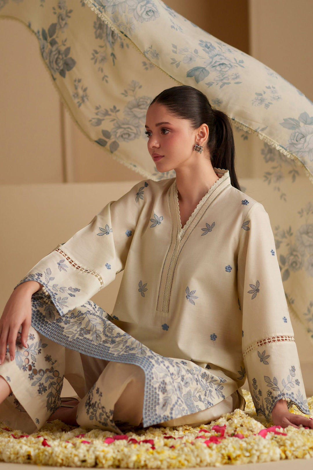 Cross Stitch - Whimsical Charm Chikankari Lawn Suit For Women - 3 Piece