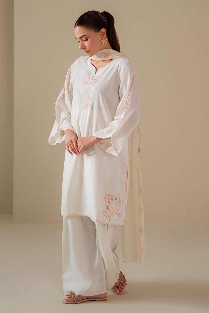 Cross Stitch - White Dove  Cotton Suit For Women - White - 2 Piece
