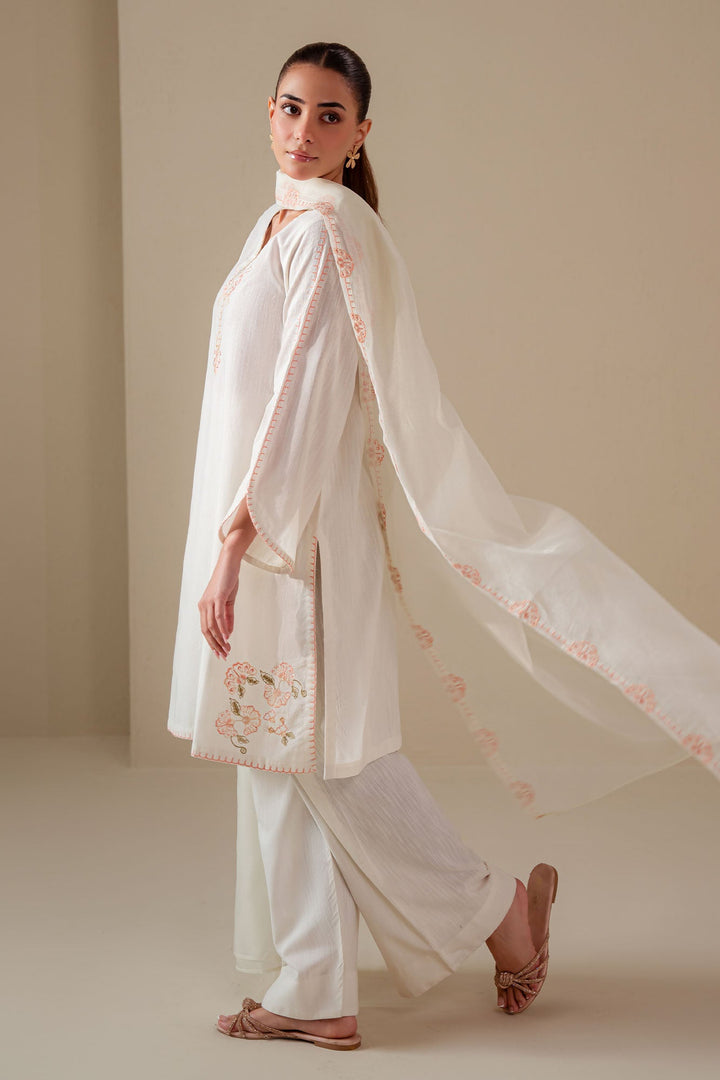 Cross Stitch - White Dove  Cotton Suit For Women - White - 2 Piece