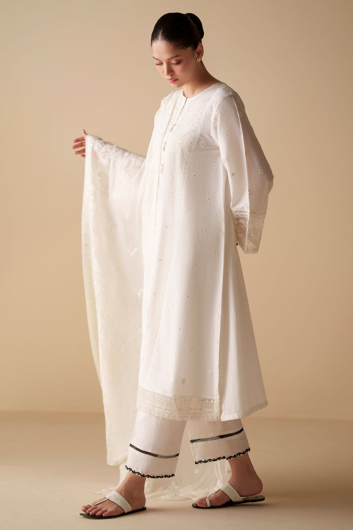 Cross Stitch - White Serenity Cambric Suit For Women - White - 2 Piece