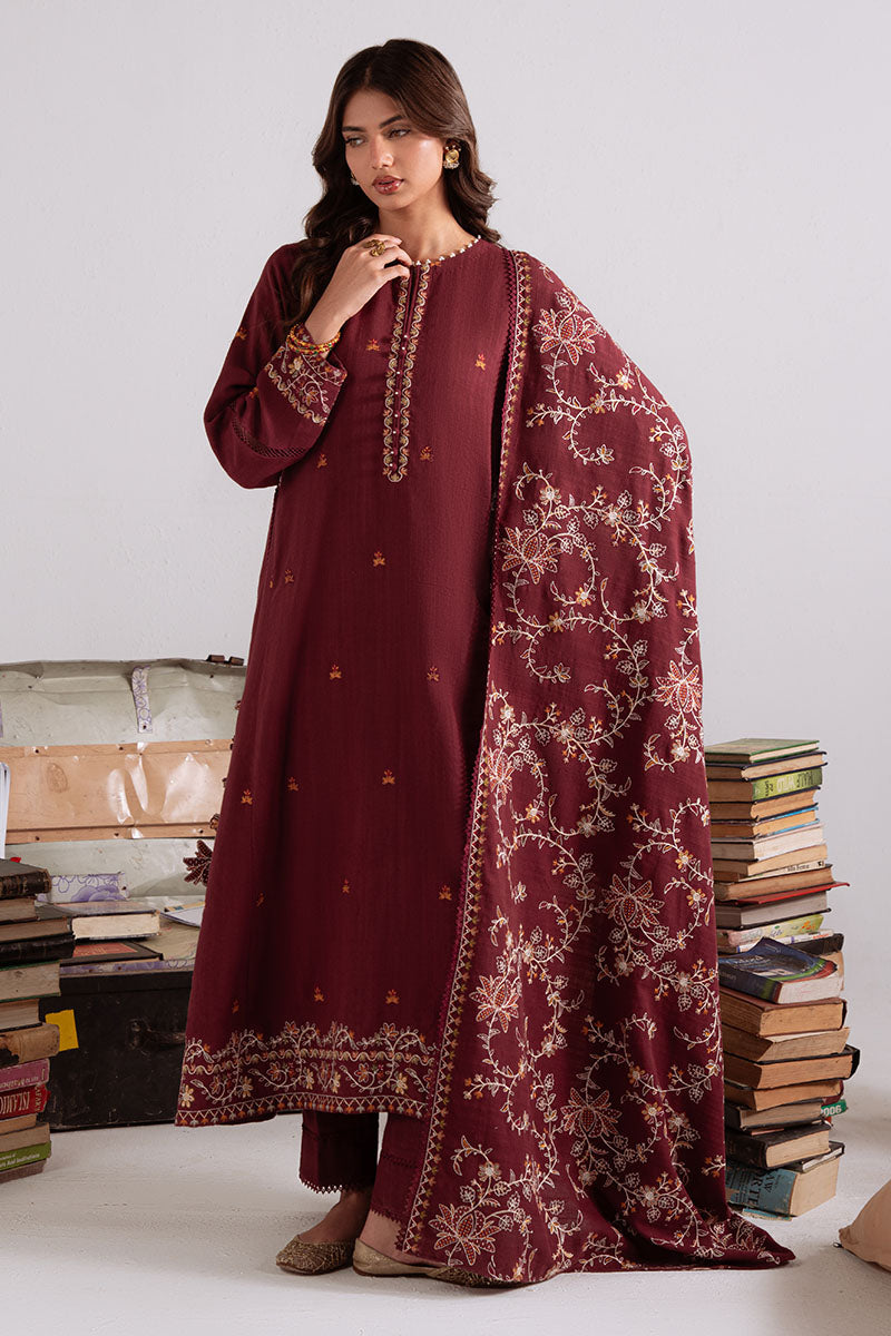 Cross Stitch - Woven Elegance - Khaddar Embroidered Suit - 3 Piece - Unstitch