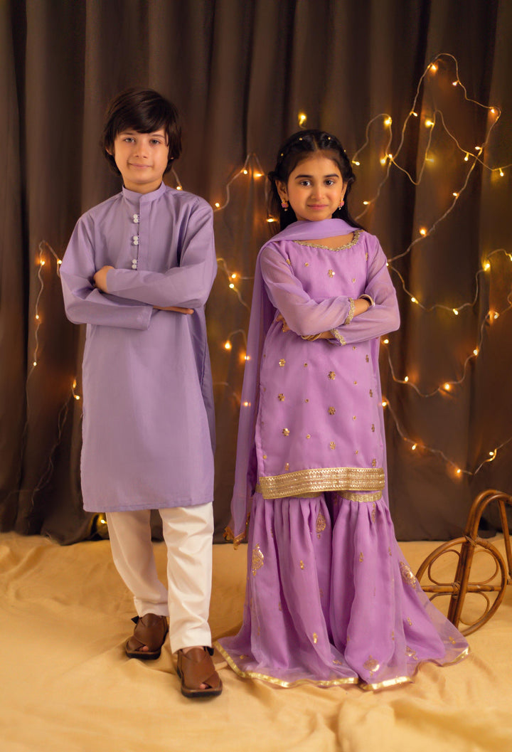 Kidoz Kloset - Lilac Dreams  Embroidered Gharara Set For Girl