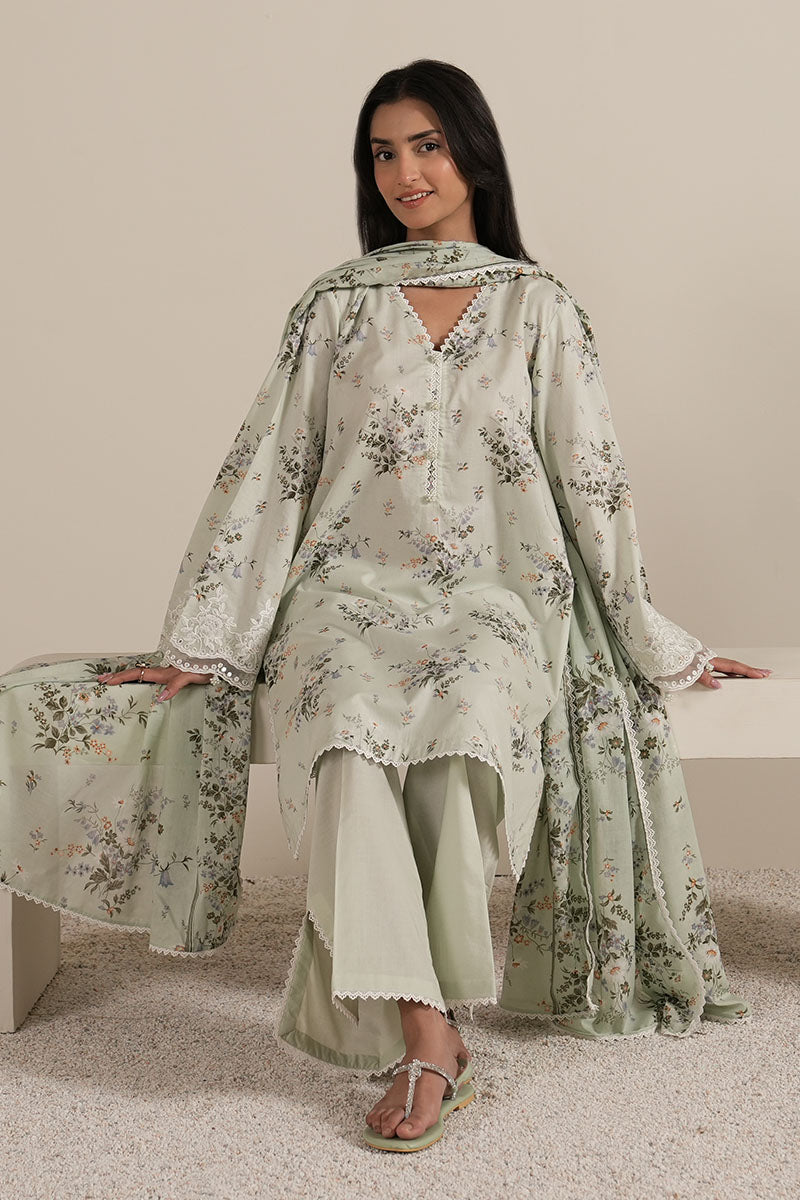 Cross Stitch - PALE AQUA - Lawn - 3 Piece - Unstitched