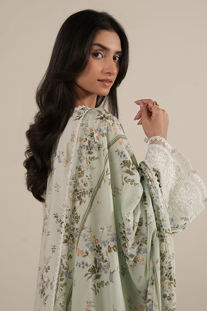 Cross Stitch - PALE AQUA - Lawn - 3 Piece - Unstitched