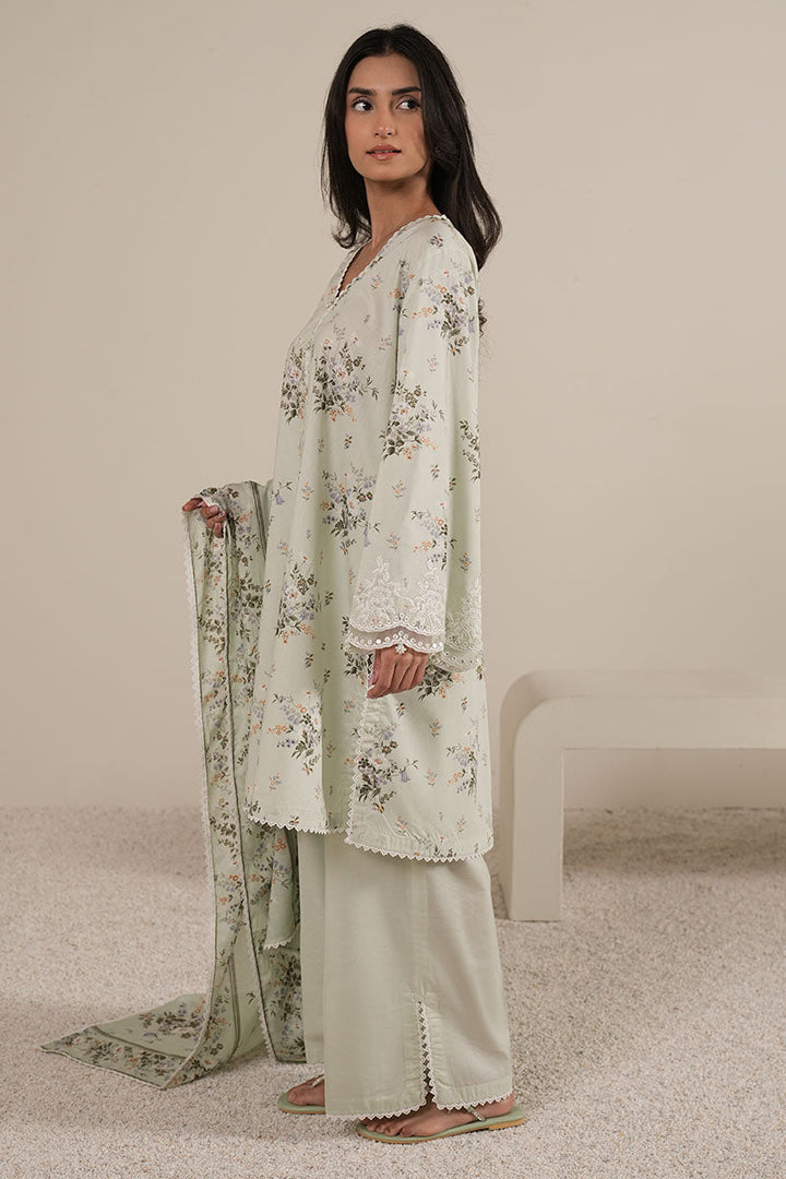 Cross Stitch - PALE AQUA - Lawn - 3 Piece - Unstitched