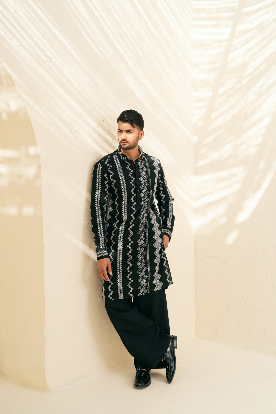 DEEPAK & FAHAD - Elan - Black & White - wash n wear - 2 Piece